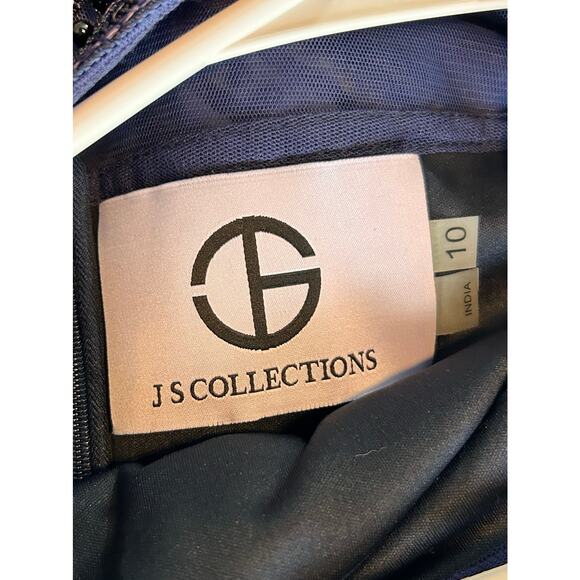 JS Collections Women's‎ Pearl Beaded Soutache Column Gown Formal Blue Size 10 - Picture 12 of 16